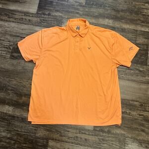 Callaway Opti-Dri Golf Polo Shirt Men XXXL Orange Solid Golf Performance 3X